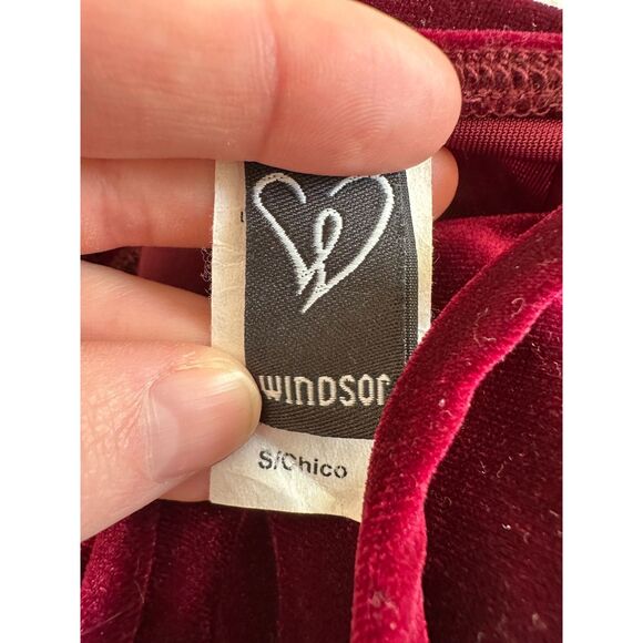 Windsor Burgundy Red Wine Velvet Mini Bodycon Cutout Corset Dress Size Small - Picture 3 of 9